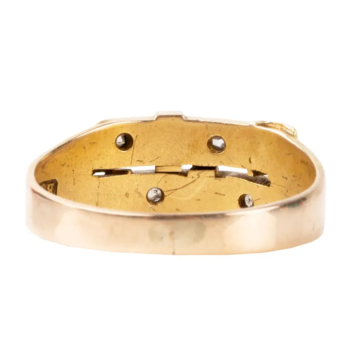 Bell Bird Antiques Rings Victorian era Diamond Double Buckle Ring
