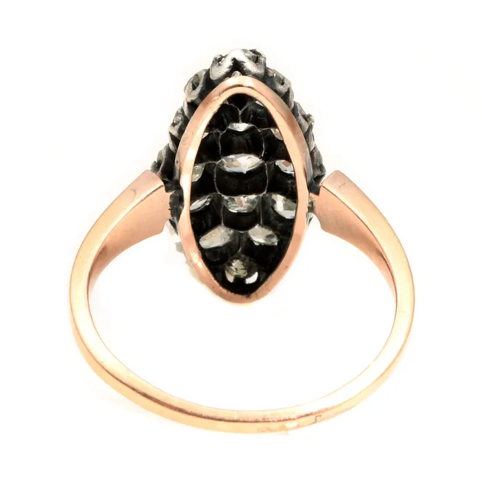 Bell Bird Antiques Rings Victorian Navette Shape Diamond Ring