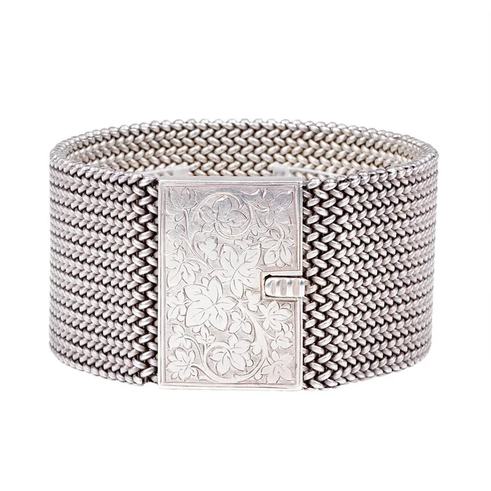Bell Bird Antiques Victorian Era Sterling Silver Woven Bracelet Bracelets
