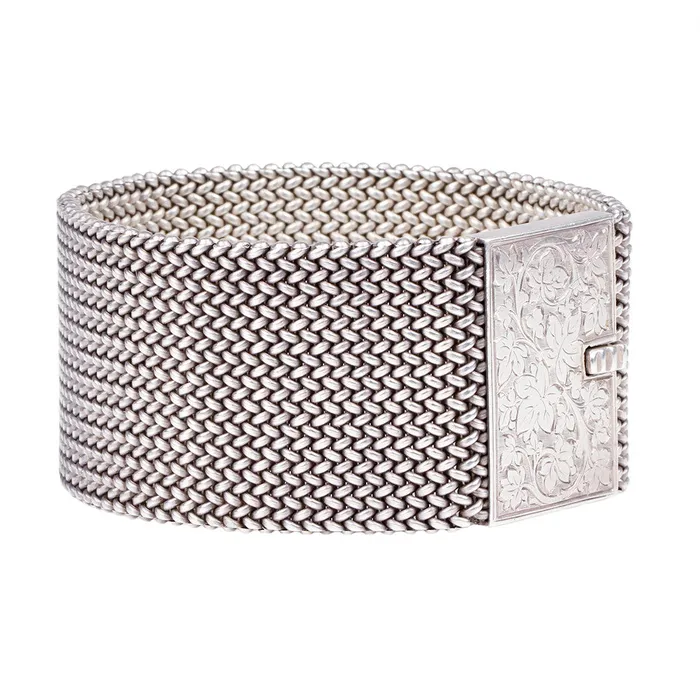 Bell Bird Antiques Victorian Era Sterling Silver Woven Bracelet Bracelets