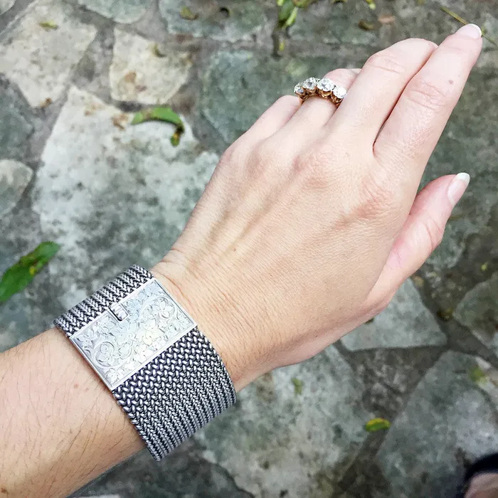Bell Bird Antiques Victorian Era Sterling Silver Woven Bracelet Bracelets