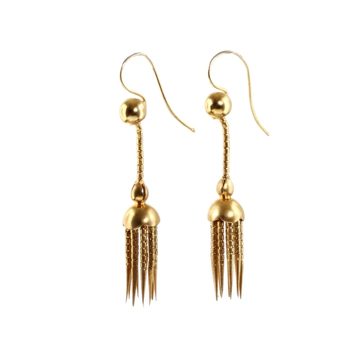 Bell Bird Antiques Victorian Gold Tassel Dagger Earrings Earrings