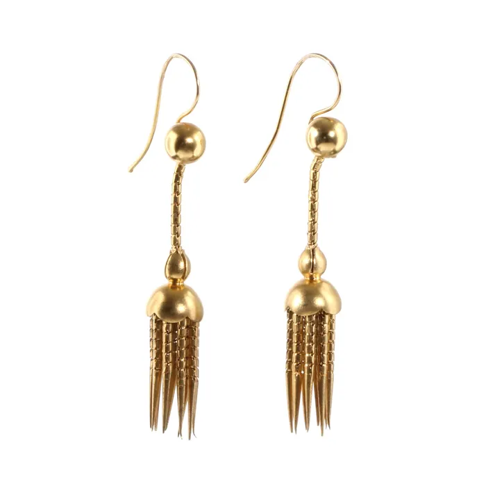 Bell Bird Antiques Victorian Gold Tassel Dagger Earrings Earrings