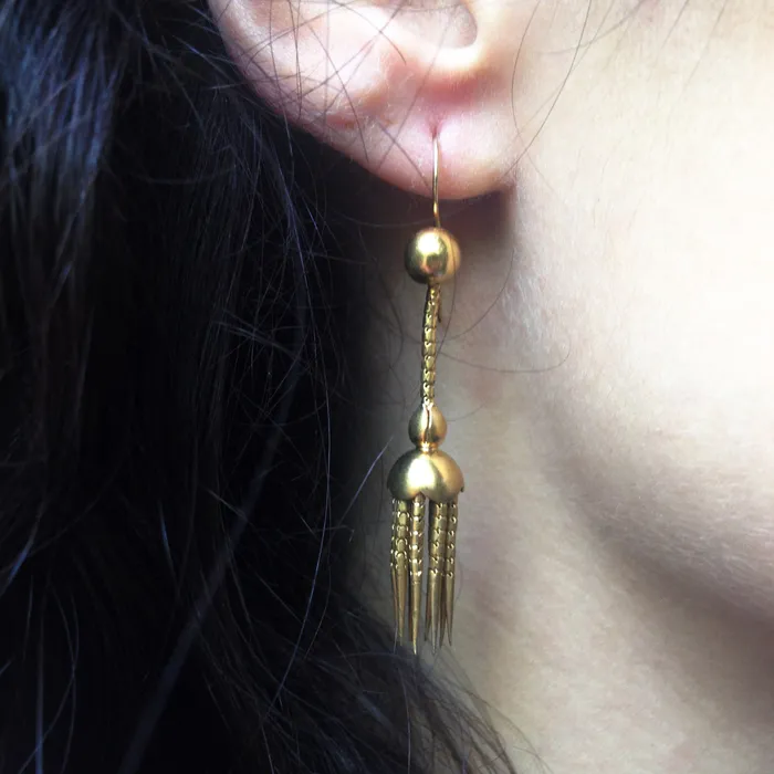 Bell Bird Antiques Victorian Gold Tassel Dagger Earrings Earrings