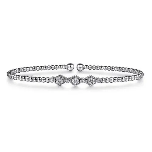 Bracelets 14K White Gold Bujukan Bead and Hexagon 013cttw Cluster Diamond Bangle GABRIEL CO Bracelets 14K White Gold Bujukan Bead and Hexagon 013cttw Cluster Diamond Bangle GABRIEL CO