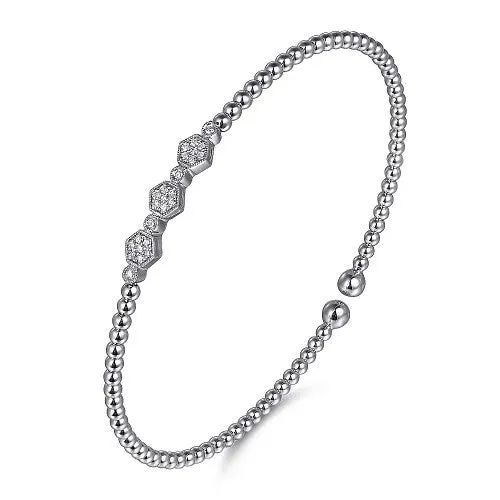 Bracelets 14K White Gold Bujukan Bead and Hexagon 013cttw Cluster Diamond Bangle GABRIEL CO Bracelets 14K White Gold Bujukan Bead and Hexagon 013cttw Cluster Diamond Bangle GABRIEL CO