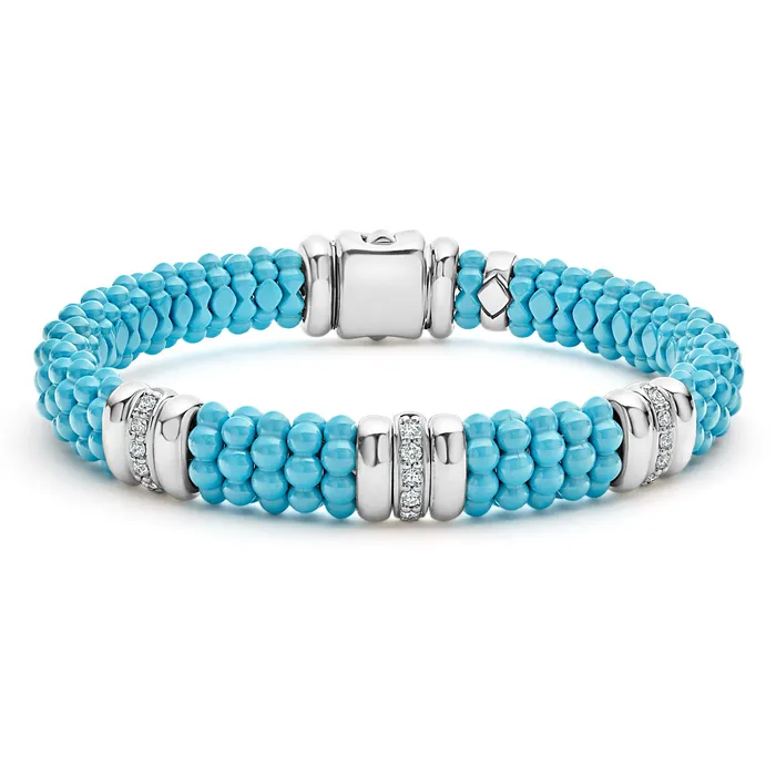 Bracelets Blue Caviar Three Station Ceramic Diamond Bracelet 9mm LAGOS