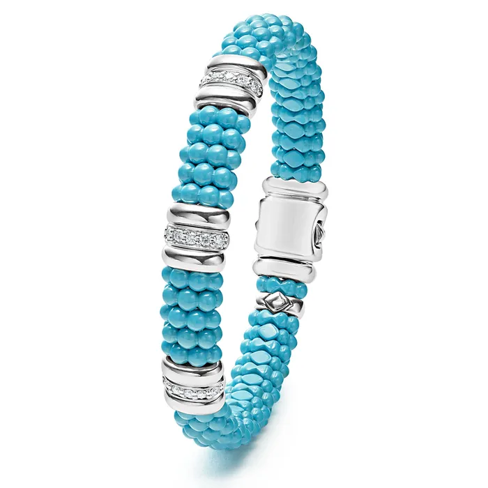 Bracelets Blue Caviar Three Station Ceramic Diamond Bracelet 9mm LAGOS