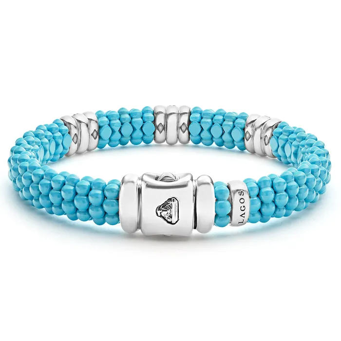 Bracelets Blue Caviar Three Station Ceramic Diamond Bracelet 9mm LAGOS