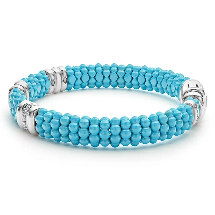 Bracelets Blue Caviar Three Station Ceramic Diamond Bracelet 9mm LAGOS