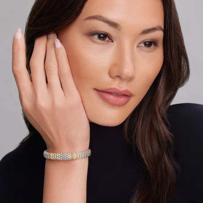 Bracelets Caviar Lux Three Station Diamond Caviar Bracelet 9mm LAGOS