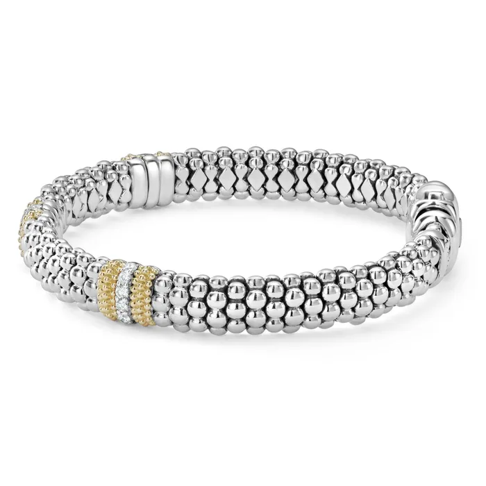 Bracelets Caviar Lux Three Station Diamond Caviar Bracelet 9mm LAGOS