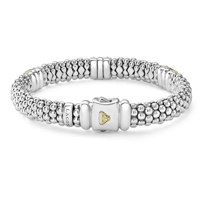 Bracelets Caviar Lux Three Station Diamond Caviar Bracelet 9mm LAGOS