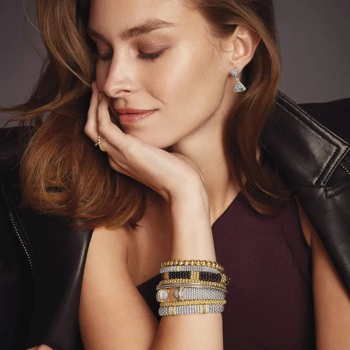 Bracelets Caviar Lux Three Station Diamond Caviar Bracelet 9mm LAGOS