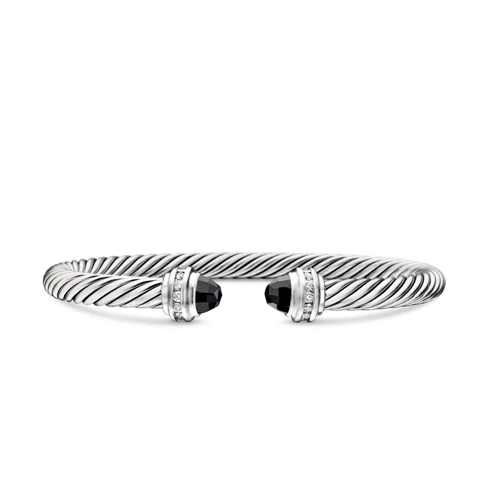Bracelets David Yurman Classic Cable Bracelet in Sterling Silver with Black Onyx and Diamonds 5mm Bracelets David Yurman Classic Cable Bracelet in Sterling Silver with Black Onyx and Diamonds 5mm