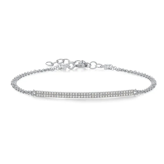 Bracelets Diamond Two Row Bar Chain Bracelet NicoleHD Jewelry