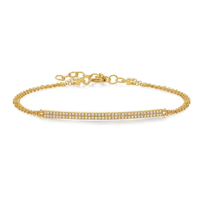Bracelets Diamond Two Row Bar Chain Bracelet NicoleHD Jewelry