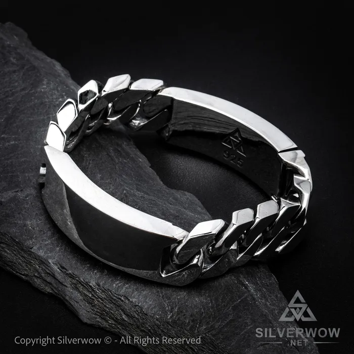 Bracelets Double Plate Identity Bracelet 15 mm Wide silverwow