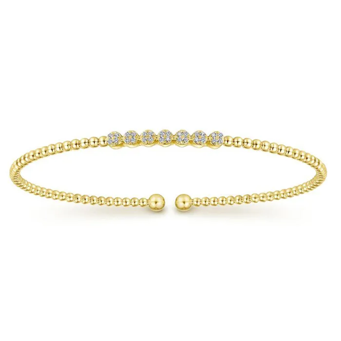Bracelets GABRIEL CO 14K Yellow Gold Bujukan Bead and 013cttw Cluster Diamond Bangle Bracelets GABRIEL CO 14K Yellow Gold Bujukan Bead and 013cttw Cluster Diamond Bangle