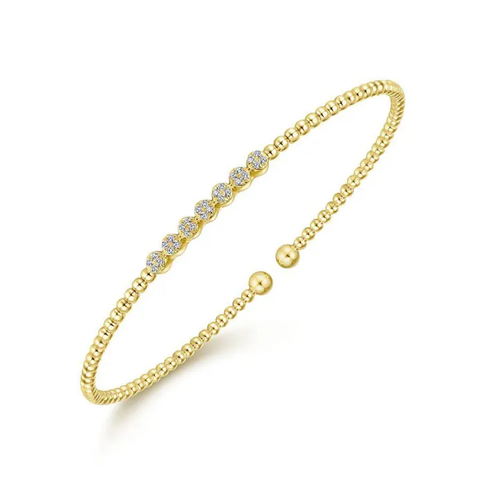 Bracelets GABRIEL CO 14K Yellow Gold Bujukan Bead and 013cttw Cluster Diamond Bangle Bracelets GABRIEL CO 14K Yellow Gold Bujukan Bead and 013cttw Cluster Diamond Bangle