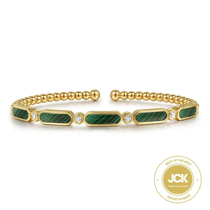 Bracelets GABRIEL CO 14K Yellow Gold Diamond and Malachite Bujukan Bangle Bracelets GABRIEL CO 14K Yellow Gold Diamond and Malachite Bujukan Bangle
