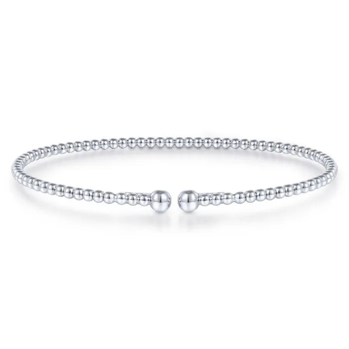 Bracelets GABRIEL CO Split 14K White Gold Beaded Bujukan Bangle