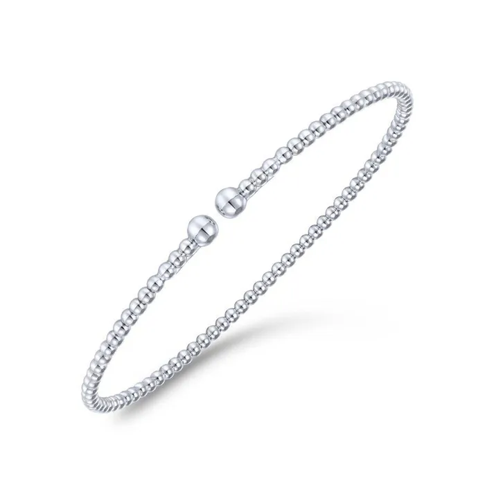 Bracelets GABRIEL CO Split 14K White Gold Beaded Bujukan Bangle