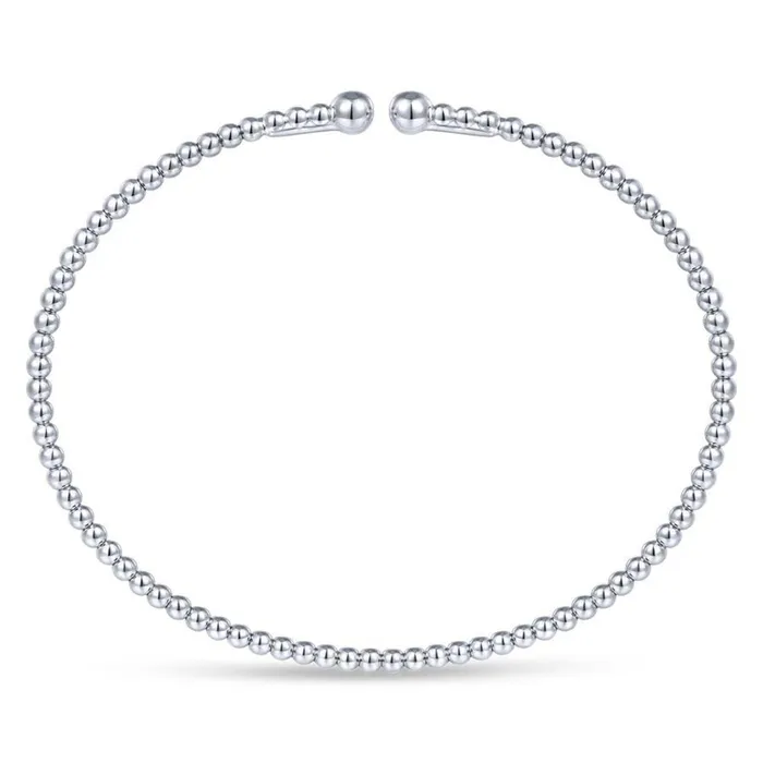 Bracelets GABRIEL CO Split 14K White Gold Beaded Bujukan Bangle