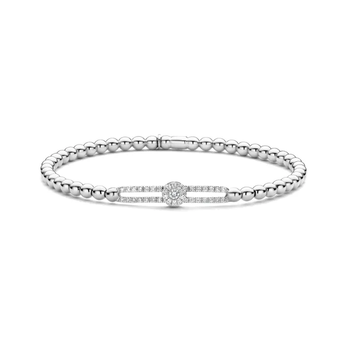 Bracelets HULCHI BELLUNI Diamond Flower on Open Bar Stretch Bracelet