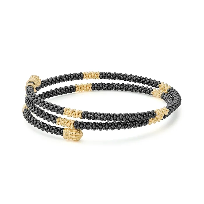 Bracelets LAGOS Black Caviar 18K Gold Small Station Ceramic Wrap Bracelet 3mm