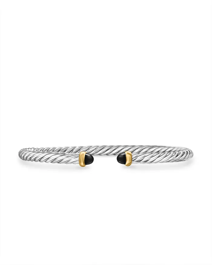Bracelets Modern Cable Bracelet in Sterling Silver with 14K Yellow Gold and Black Onyx 4mm David Yurman Bracelets Modern Cable Bracelet in Sterling Silver with 14K Yellow Gold and Black Onyx 4mm David Yurman