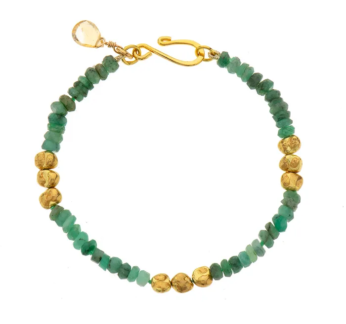 Bracelets Nava Zahavi Nava Zahavi Yellow Gold Nuggets Emerald Bracelet