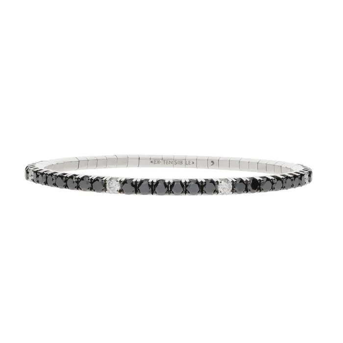 Bracelets Polachecks Collection White Black Diamond Stretch Bracelet