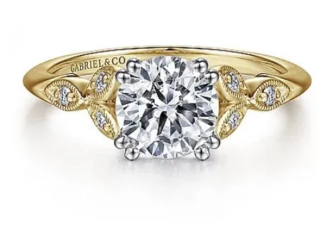 Celia 14K WhiteYellow Gold Round Diamond Engagement Ring setting only GABRIEL CO Rings Celia 14K WhiteYellow Gold Round Diamond Engagement Ring setting only GABRIEL CO Rings