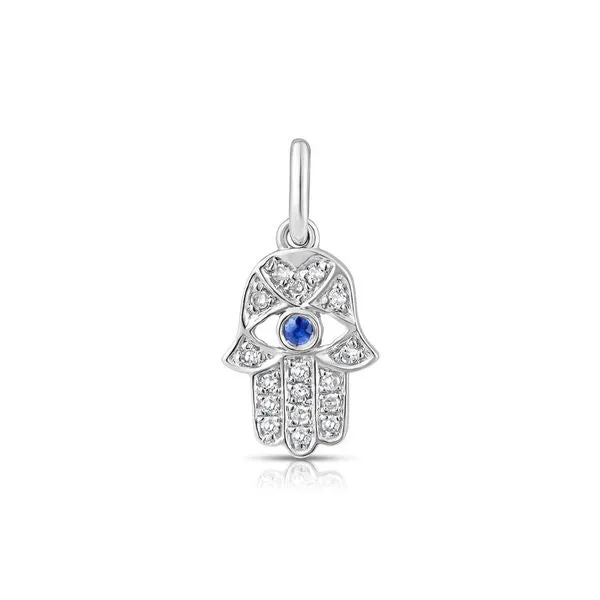 Charm Necklaces NicoleHD Jewelry Pav Diamond And Sapphire Hamsa Hand Charm