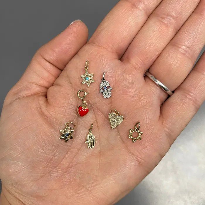 Charm Necklaces NicoleHD Jewelry Pav Diamond And Sapphire Hamsa Hand Charm