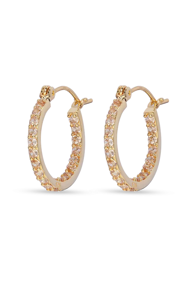 Crystal Haze Jewelry Earrings Mini Serena Hoops Champagne