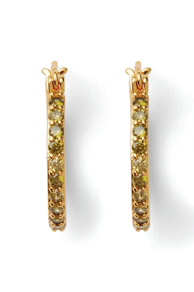 Crystal Haze Jewelry Earrings Mini Serena Hoops Olive