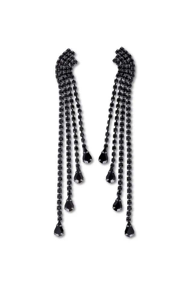 Crystal Haze Jewelry Earrings Waterfall earrings Black Hardware
