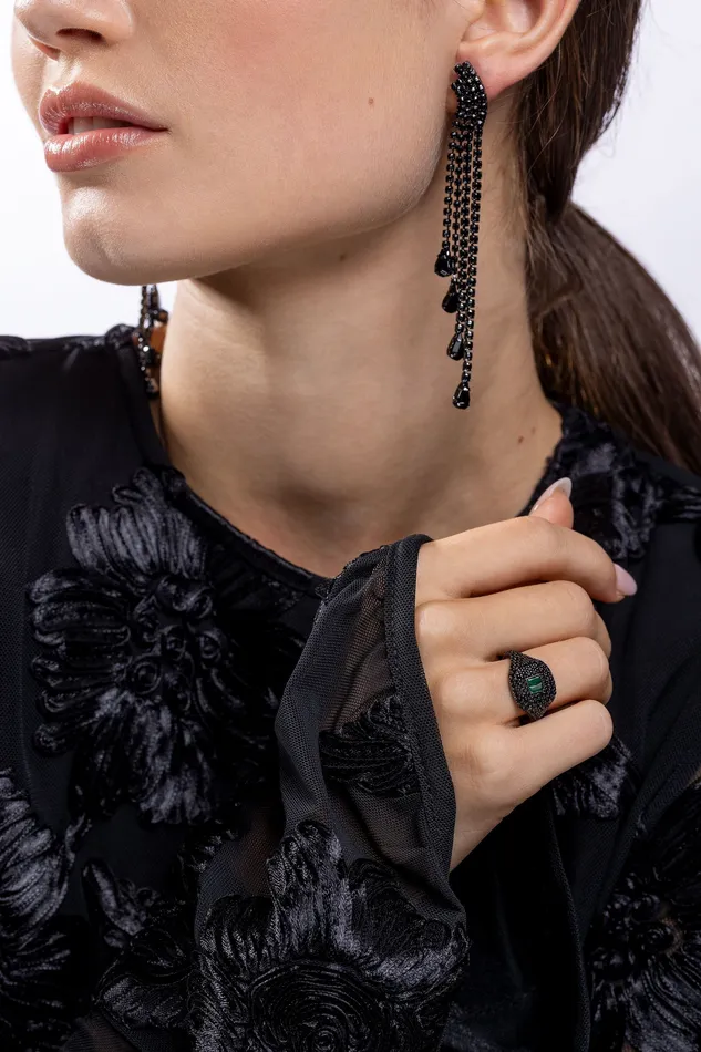 Crystal Haze Jewelry Earrings Waterfall earrings Black Hardware Crystal Haze Jewelry Earrings Waterfall earrings Black Hardware
