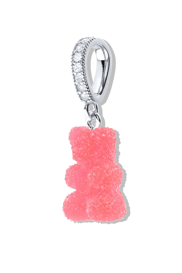 Crystal Haze Jewelry EU Rings Fizzy Nostalgia Bear Pave connector Silver plated Cherry