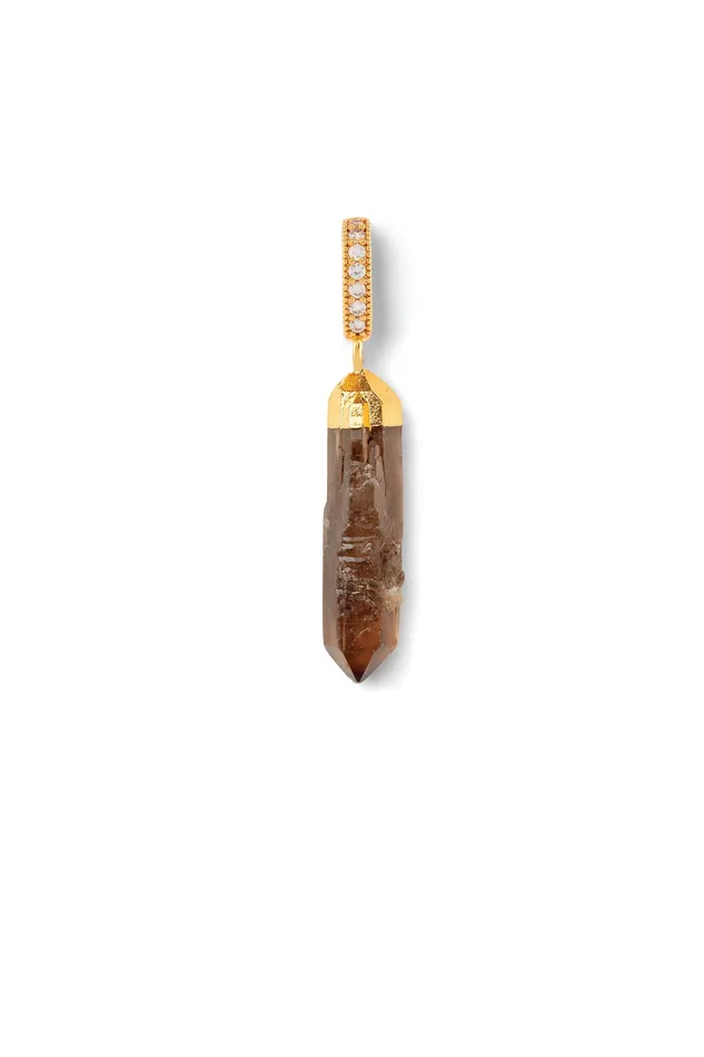 Crystal Haze Jewelry Smokey quartz Pave connector Earrings