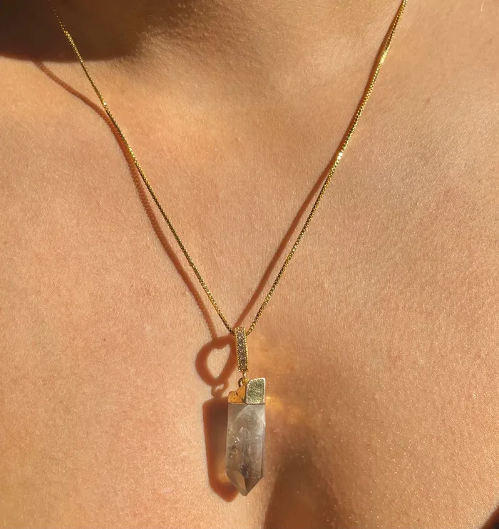 Crystal Haze Jewelry Smokey quartz Pave connector Earrings