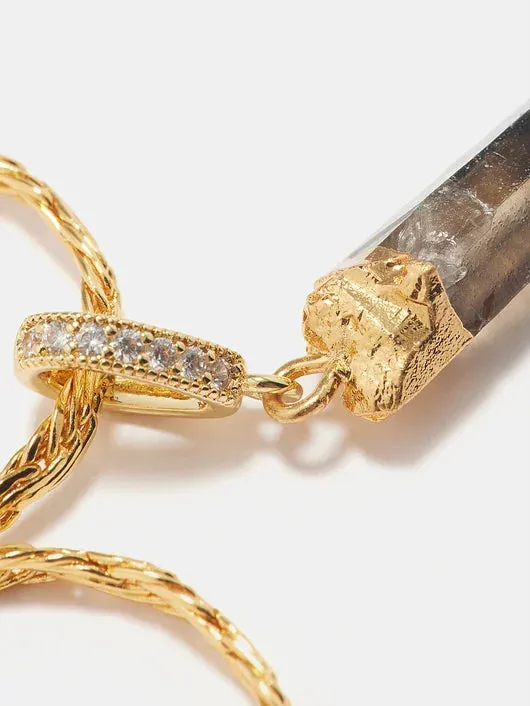 Crystal Haze Jewelry Smokey quartz Pave connector Earrings