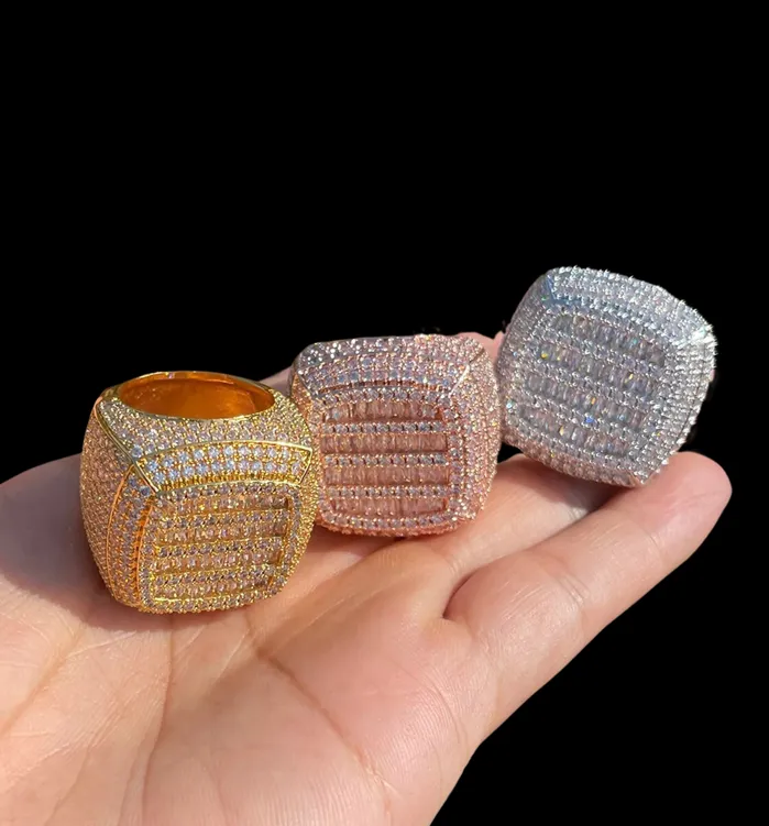 Cushion Prong Rings Cushion Prong Baguette Top Iced Out Diamond Ring