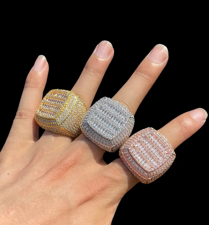 Cushion Prong Rings Cushion Prong Baguette Top Iced Out Diamond Ring