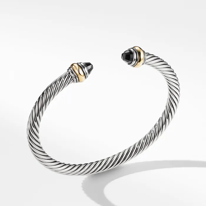 David Yurman Bracelets Classic Cable Bracelet in Sterling Silver with 14K Yellow Gold and Black Onyx 5mm David Yurman Bracelets Classic Cable Bracelet in Sterling Silver with 14K Yellow Gold and Black Onyx 5mm