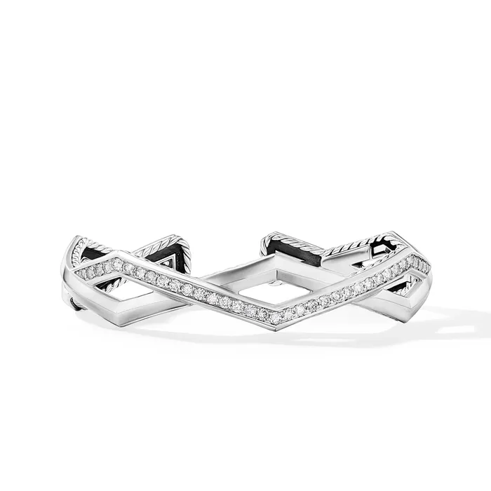David Yurman Bracelets Zig Zag Stax Cuff Bracelet in Sterling Silver with Diamonds 5mm David Yurman Bracelets Zig Zag Stax Cuff Bracelet in Sterling Silver with Diamonds 5mm