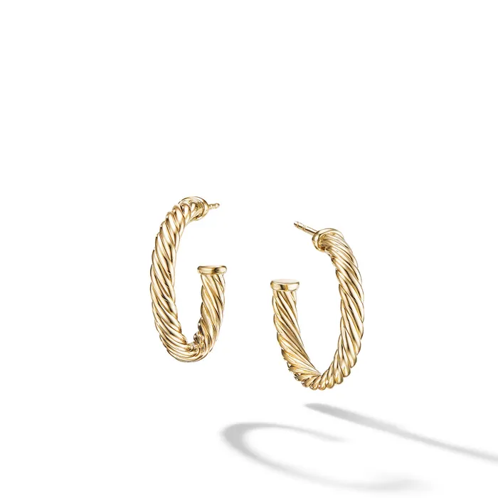 David Yurman Earrings Cablespira Hoop Earrings in 18K Yellow Gold 34in