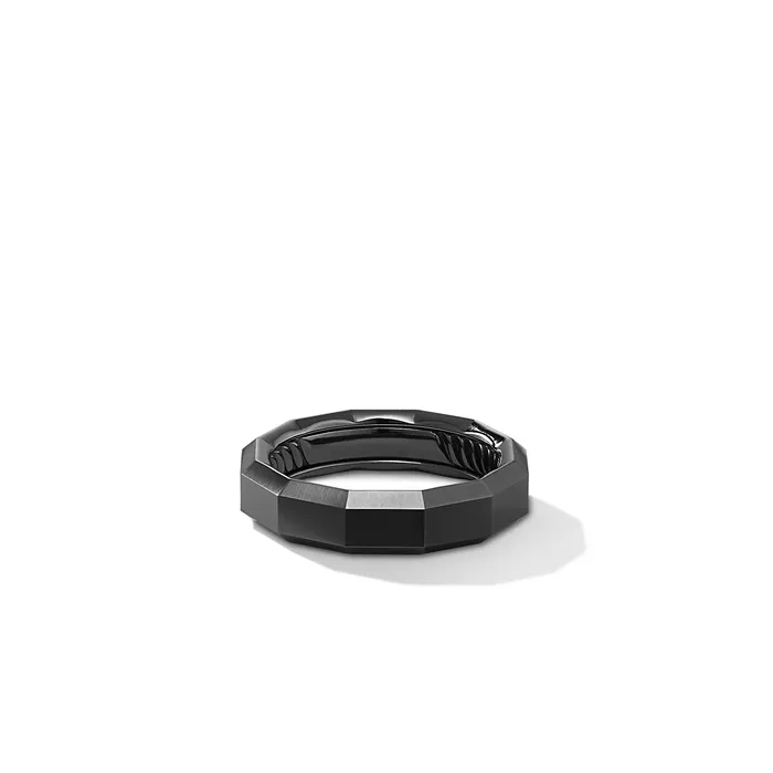 David Yurman Rings Faceted Band Ring in Black Titanium 6mm